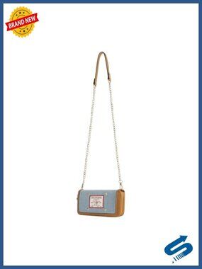 Zip-Around Wallet with Detachable Chain Strap, Cotton and Polyester, Womens